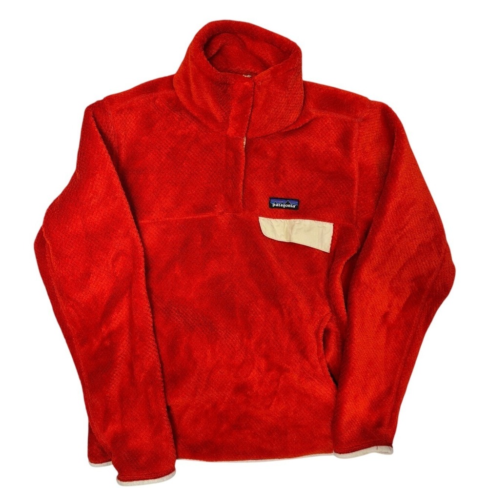 Patagonia Women Re-Tool Snap-T‎ Fleece Pullover Orange Red Small